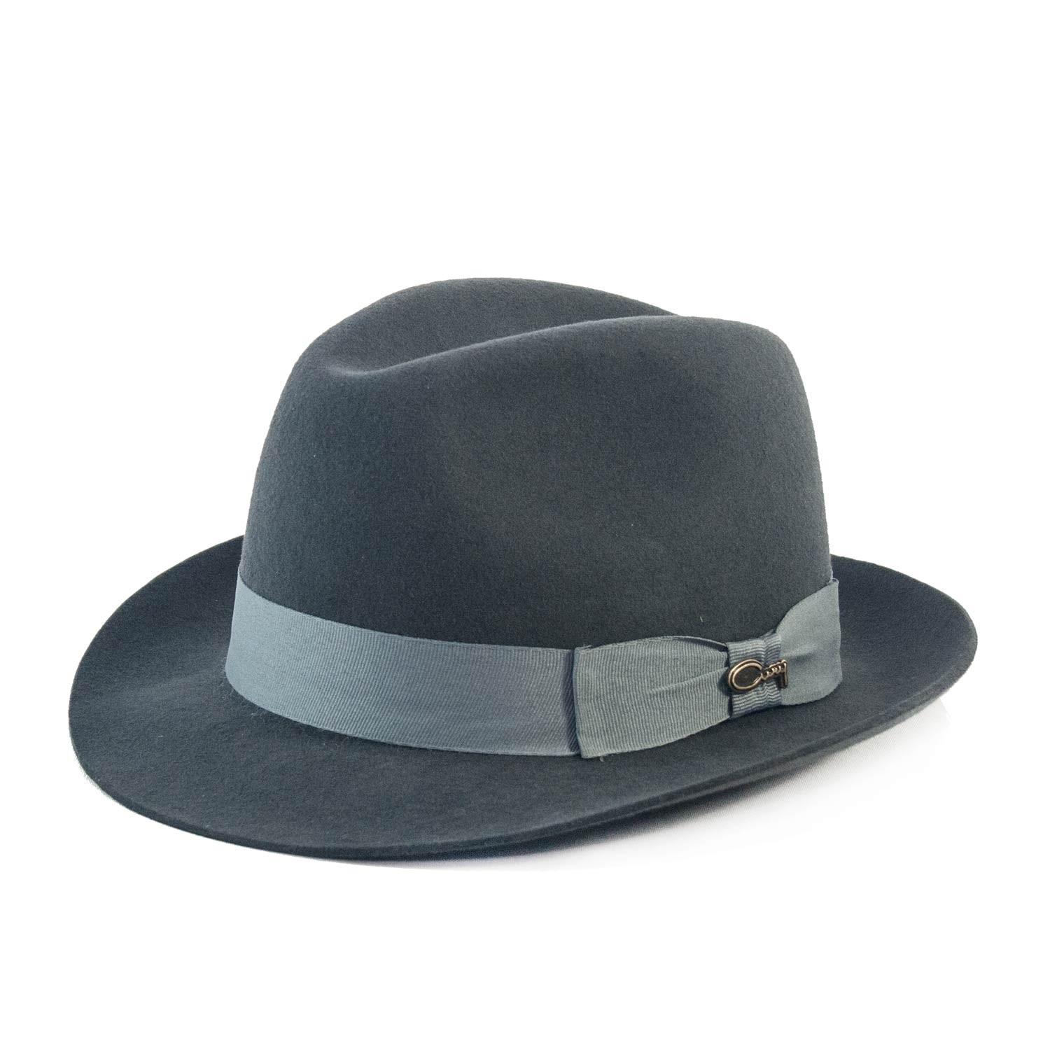 Chapéu Cury Masculino Aba Curta Fedora Cinza